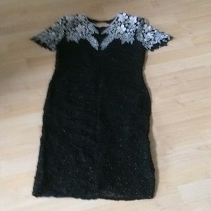 Black and white sequence dress.